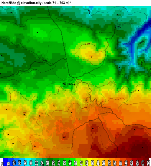 Nerežišće elevation map