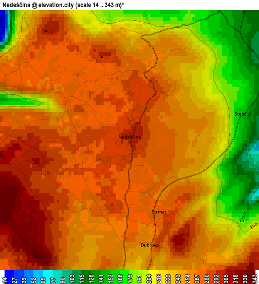 Nedeščina elevation map