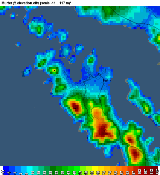 Murter elevation map