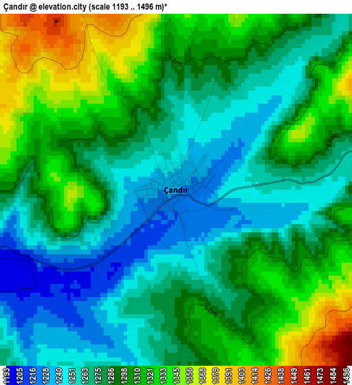 Çandır elevation map