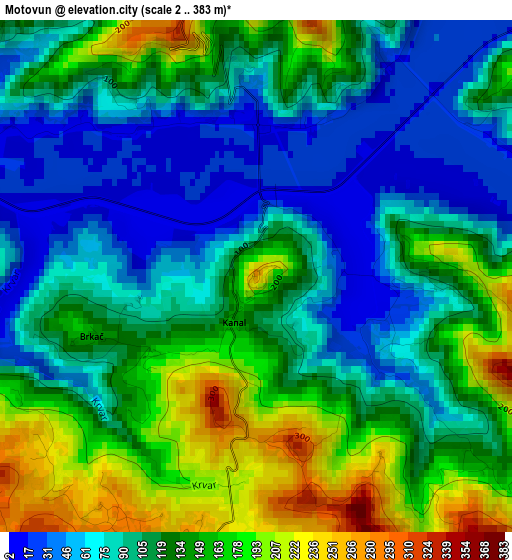 Motovun elevation map