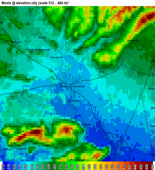 Moste elevation map