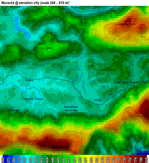 Moravče elevation map