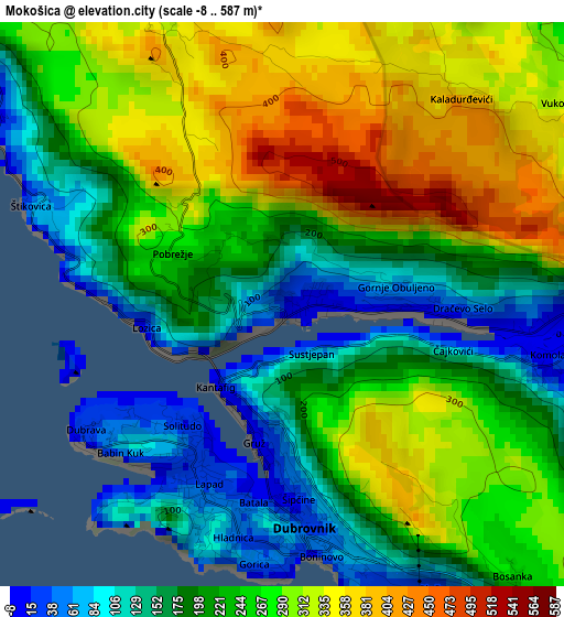 Mokošica elevation map