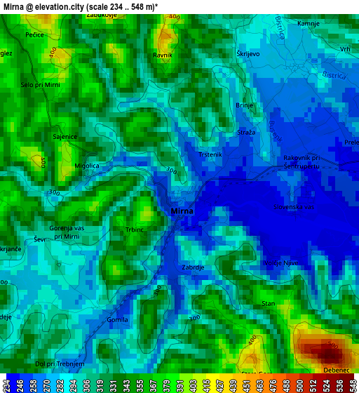 Mirna elevation map