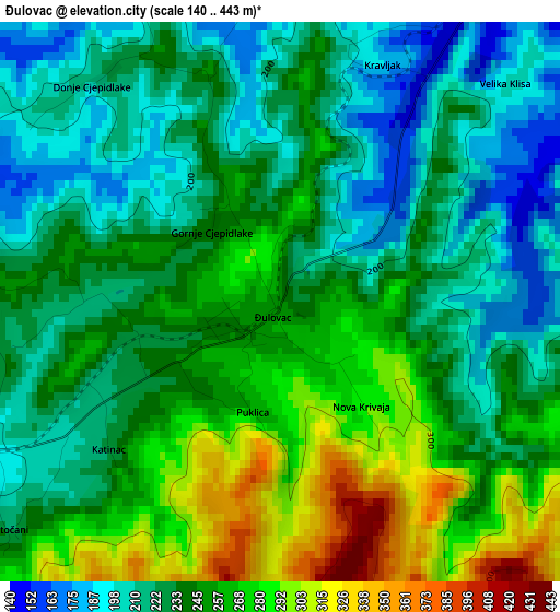 Ðulovac elevation map