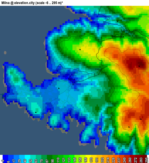 Milna elevation map