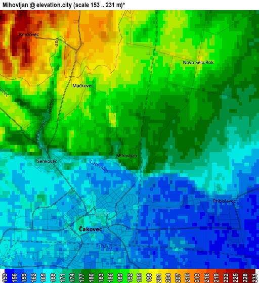 Mihovljan elevation map