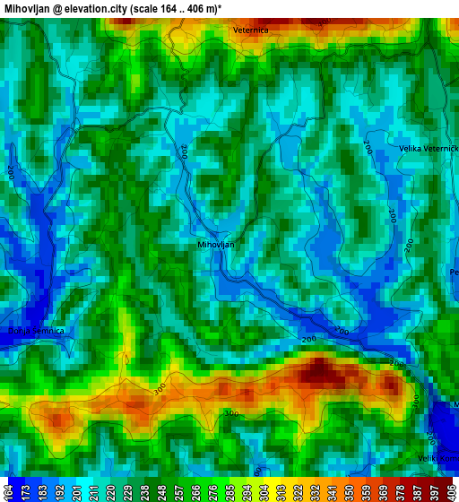 Mihovljan elevation map