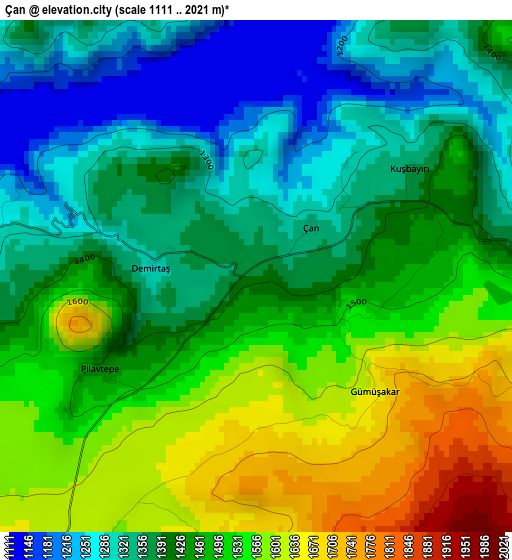 Çan elevation map