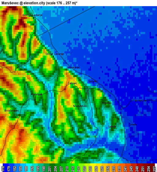 Maruševec elevation map