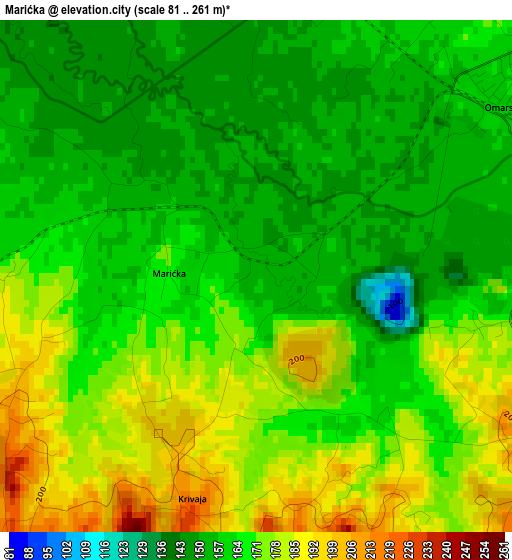 Marićka elevation map