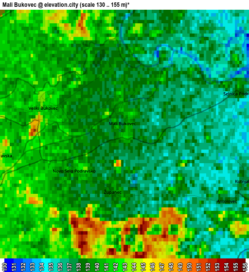 Mali Bukovec elevation map