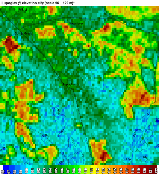 Lupoglav elevation map