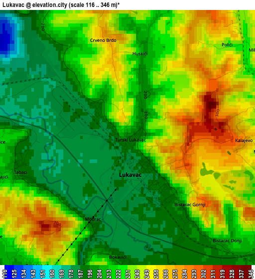 Lukavac elevation map