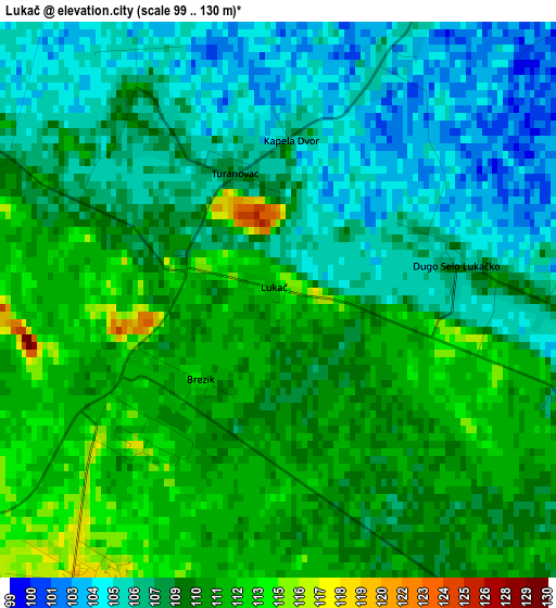 Lukač elevation map