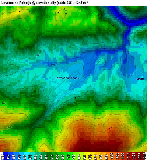 Lovrenc na Pohorju elevation map