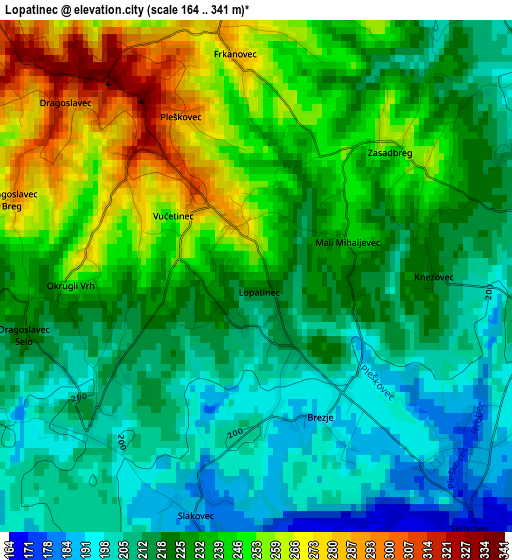 Lopatinec elevation map