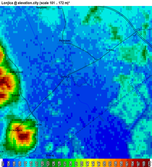 Lonjica elevation map