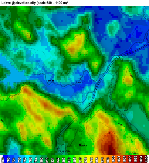 Lokve elevation map