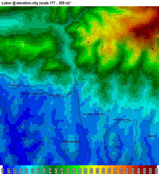 Lobor elevation map