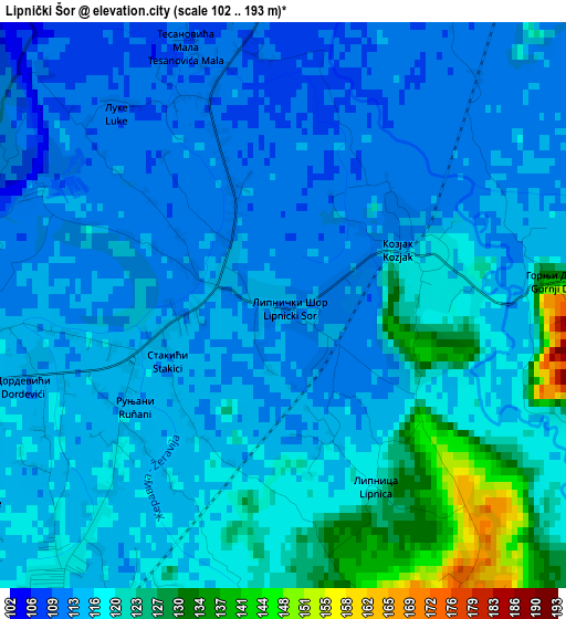 Lipnički Šor elevation map