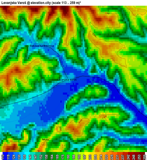 Levanjska Varoš elevation map