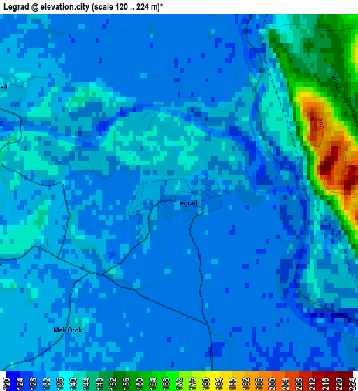 Legrad elevation map