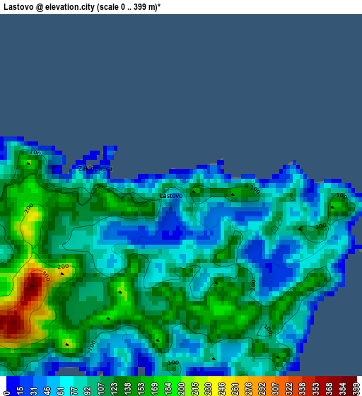 Lastovo elevation map