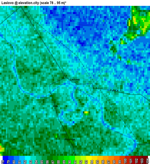 Laslovo elevation map