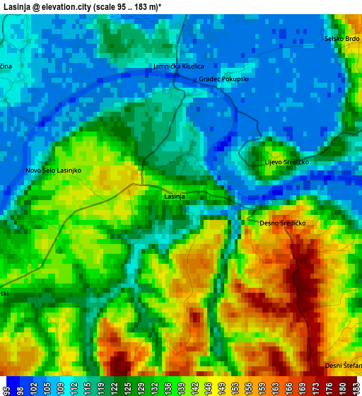 Lasinja elevation map