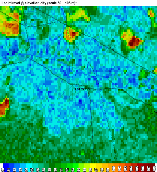 Ladimirevci elevation map