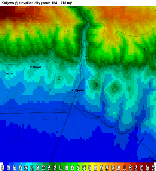 Kutjevo elevation map