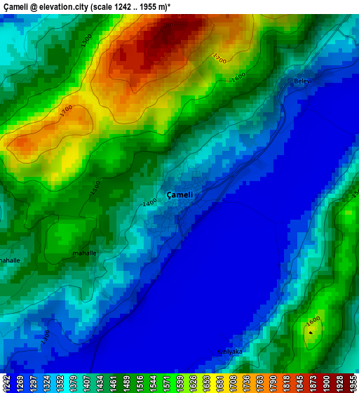 Çameli elevation map