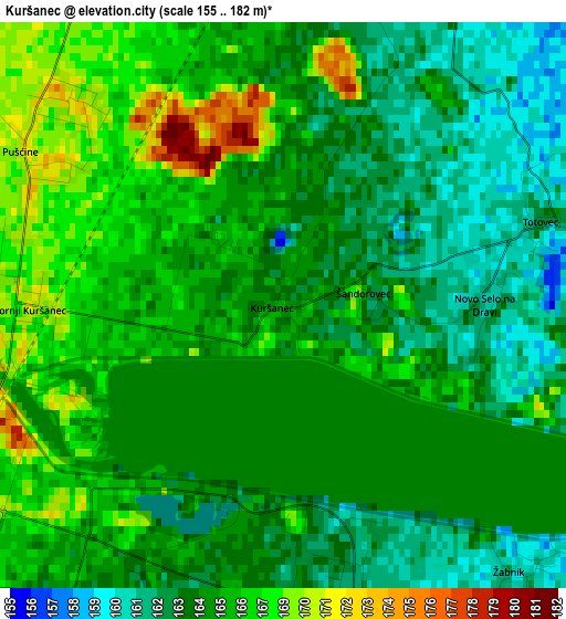 Kuršanec elevation map