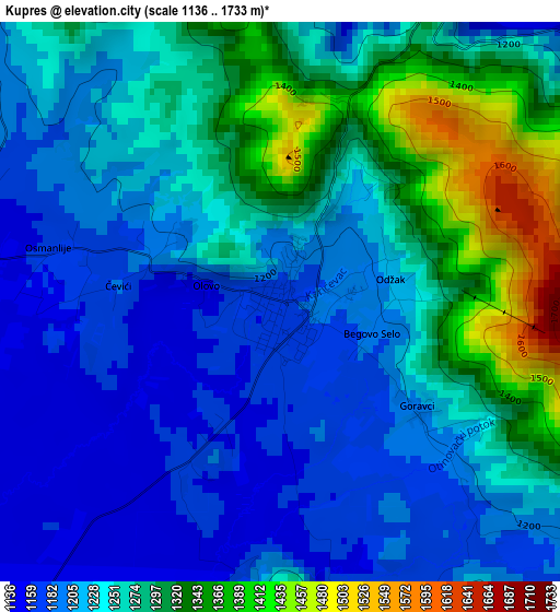 Kupres elevation map