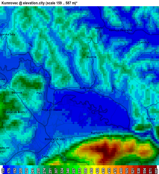 Kumrovec elevation map