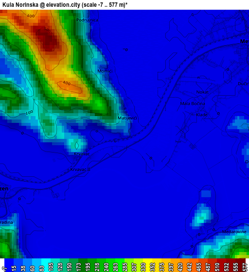 Kula Norinska elevation map