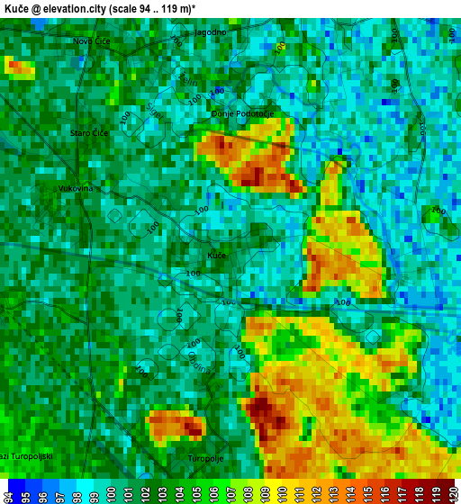 Kuče elevation map