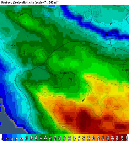 Kruševo elevation map