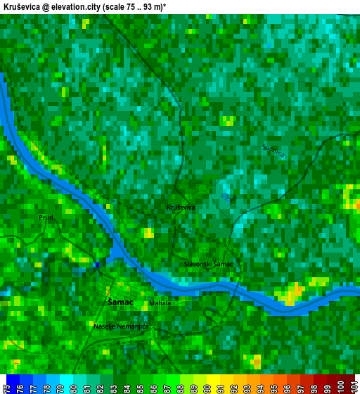 Kruševica elevation map