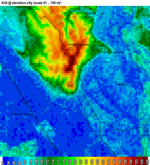 Križ elevation map