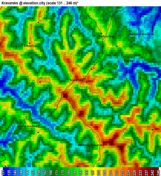 Kravarsko elevation map