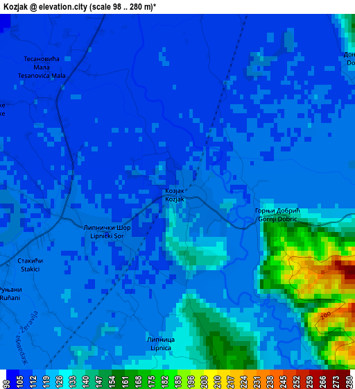 Kozjak elevation map