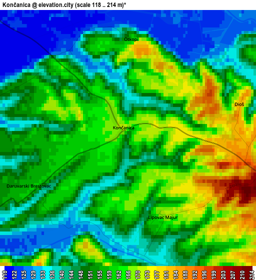 Končanica elevation map