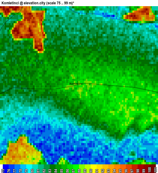 Komletinci elevation map