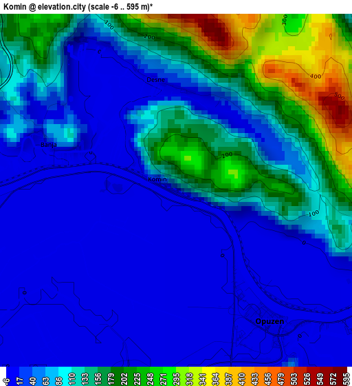 Komin elevation map