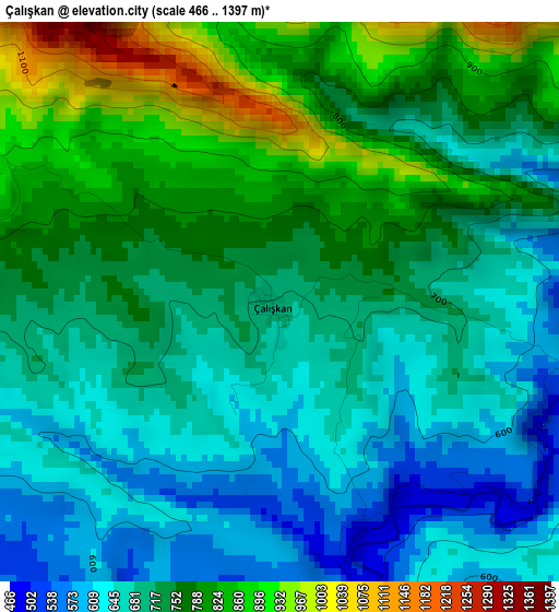 Çalışkan elevation map