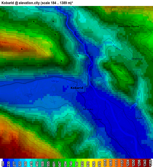 Kobarid elevation map