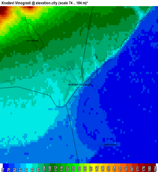 Kneževi Vinogradi elevation map